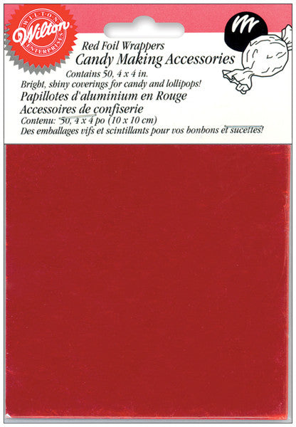 Red Foil Candy Wrappers - 4" x 4"