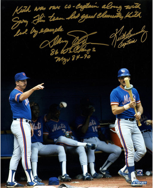 Davey Johnson/Keith Hernandez Dual Signed 16x20 Story Photo w/ "Captain" Insc By Hernandez