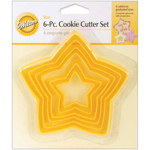 Plastic Cookie Cutter 6 Pieces Set - Yellow Stars