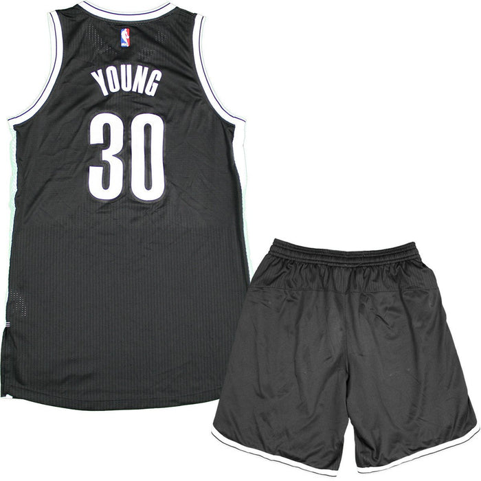 Thaddeus Young Uniform -Brooklyn Nets 2015 Playoff Game Used #30 Black Uniform (Round 1 Games 2 3 5)