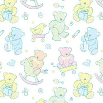 Printed Gift Wrap Baby Bears Roll - 30" x 5 Feet