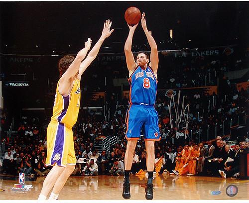 Danilo Gallinari Knicks Blue Jersey Jump Shot vs Lakers 16X20 photo