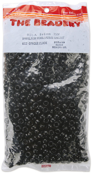 Pony Beads 6x9mm 900/Pkg-Opaque Black