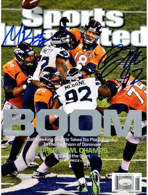 Michael Bennett & Brandon Mebane Dual Signed Sports Illustrated Magazines ( Mill Creek Holo)