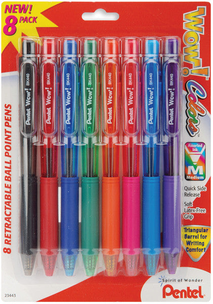 Retractable Ball Point Pens Medium - 8 Ct