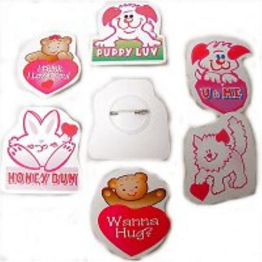 Plastic Animal Valentine Pins