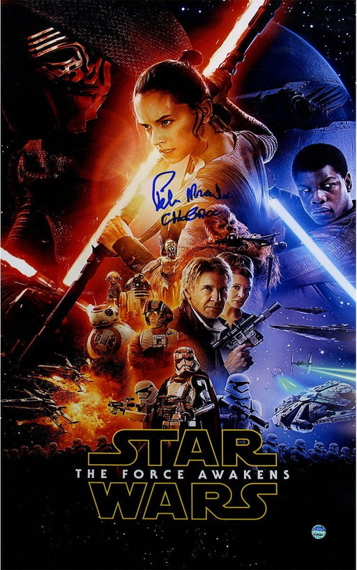 Peter Mayhew Signed Chewbacca Star Wars VII The Force Awakens 10x16 Full Cast Movie Poster