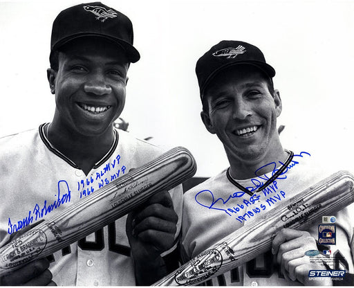 Brooks Robinson and Frank Robinson Dual Signed B/W 16x20 Photo w/ 1966 ASG MVP 1970 WS MVP and 1966 MVP and 1966 WS MVP Insc MLB Auth