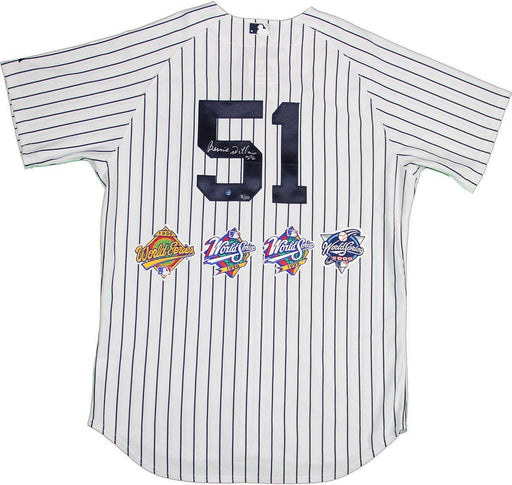 Bernie Williams Signed New York Yankees Authentic Pinstripe Jersey with World Series Patches LE/50