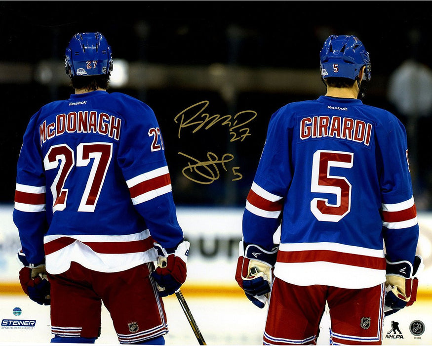 Dan Girardi & Ryan McDonagh Dual Signed Line Up for National Anthem 16x20 Photo