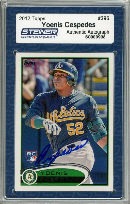 Yoenis Cespedes Signed 2012 Topps Rookie Card nbr396 Slabbed by Steiner