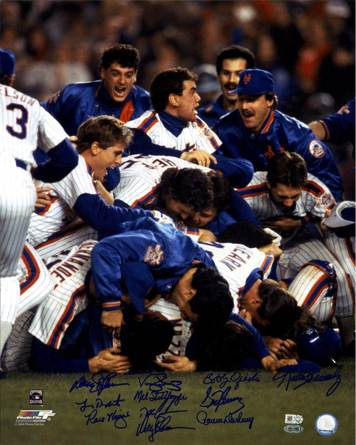 1986 NY Mets 11 Signature Close Up WS Celebration 16x20 Photo (MLB Auth)