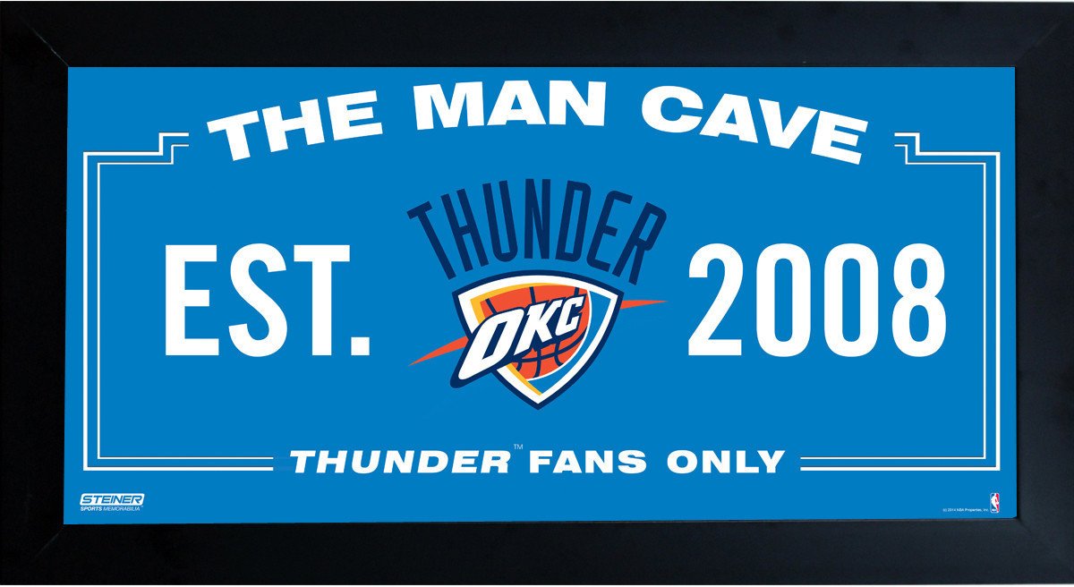 Oklahoma City Thunder Man Cave Sign 10x20 Framed Photo