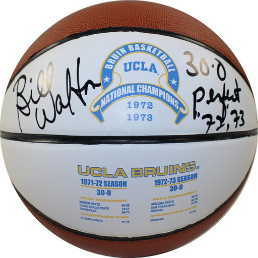 Bill Walton Signed UCLA 1972 and 1973 National Champions Full Size White Panel Basketball w/30-0 72/73 Perfect Insc