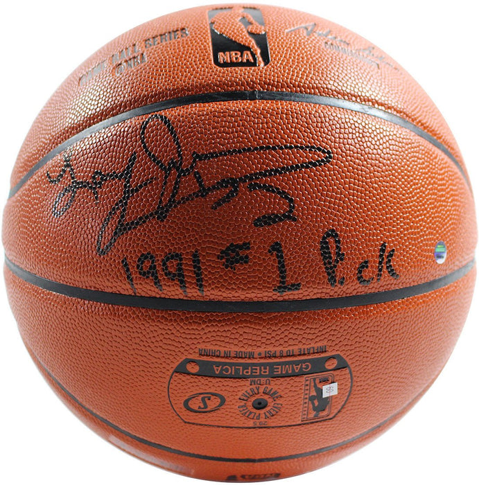 Larry Johnson Signed I/O Basketball w/ "1991 #1 Draft Pick" Insc.