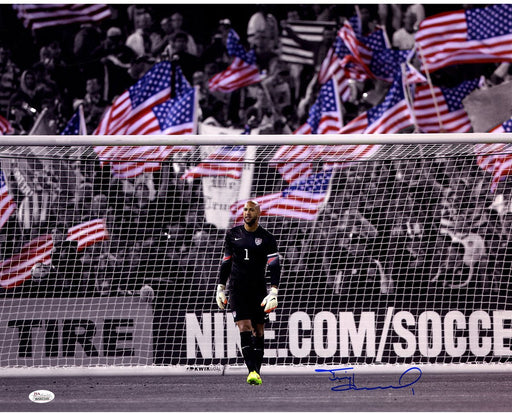 Tim Howard Signed Standing In Goal with American Flag in the Crowd 16x20 Photo ( JSA)