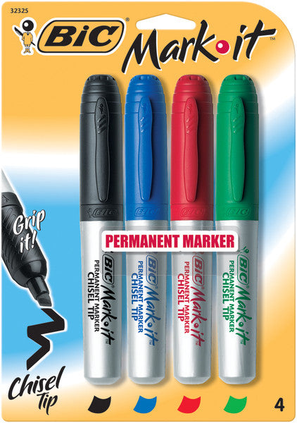 Permanent Markers Chisel Tip - 4 Ct