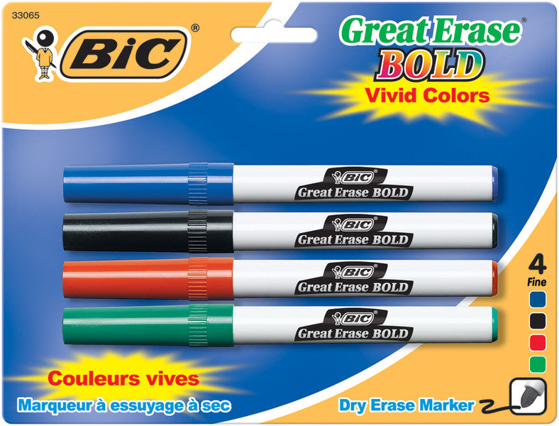 Bold Dry Erase Markers Fine Point - 4 Ct