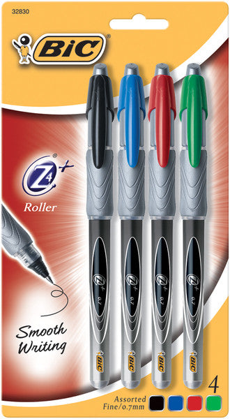 Bic Z4+ Roller Pens Fine Point - 4 Ct