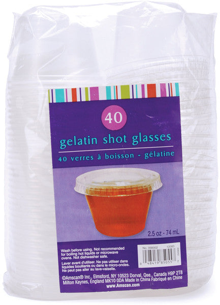 Gelatin Plastic Shot Glass with Lid - 40 Ct