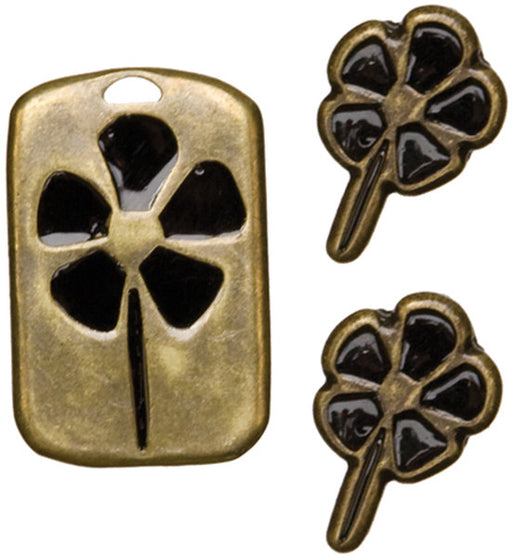 Metal Rectangular Flower Accents in Gold - 3 Ct