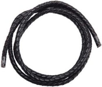 Round Braided Leather Lace Black - 5mm