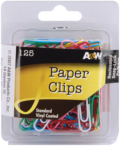 Vinyl Coated Paper Clips - 125 Ct