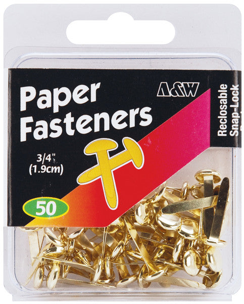 Paper Fasteners 50 Piece Set - Gold