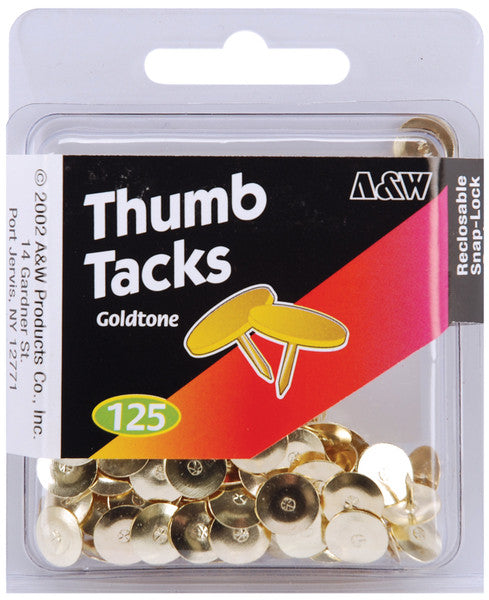 Thumb Tacks Goldtone - 125 Ct