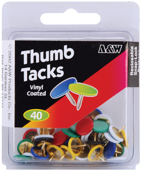 Vinyl Coated Thumb Tacks - 40 Ct