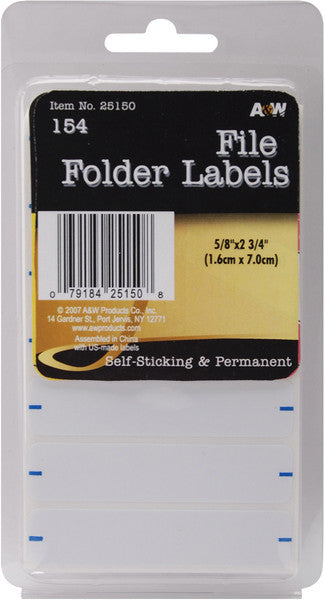 File Folder Labels 154 Piece Set - 0.625" x 2.75"