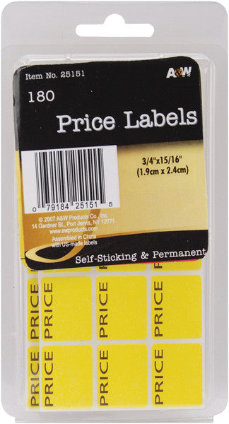 Price Labels 180 Piece Set - 0.75" x 0.9375"