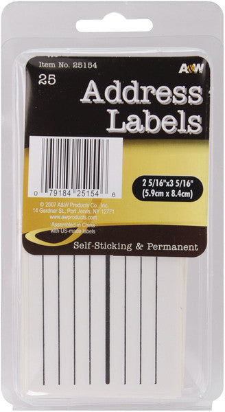 Address Labels 25 Piece Set- 2.3125" x 3.3125"