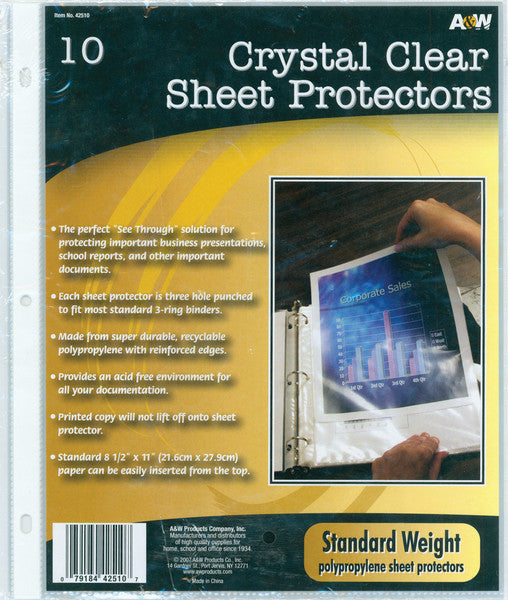 Page Protectors 10 Piece Set - 9.25" x 11.25"