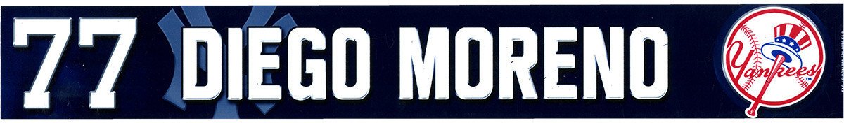 Diego Moreno New York Yankees 2016 Spring Training Game Used #77 Locker Room Nameplate (3/3/2015)(JB362043)