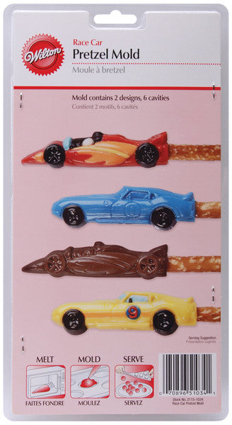 6 Cavity Pretzel Mold Race Car - 2 Designs