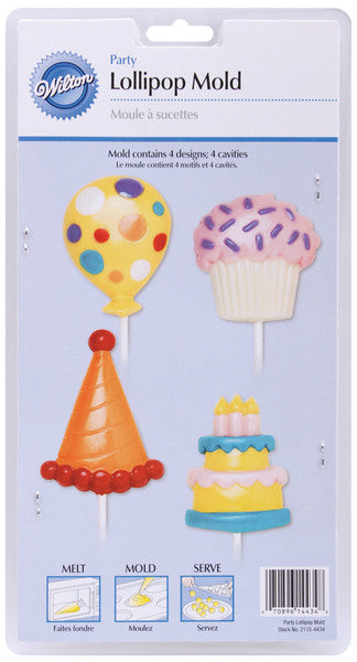 4 Cavity Lollipop Mold Birthday (4 Designs)