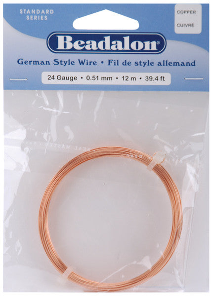 Copper German Style Round 24 Gauge Wire - 39 Feet