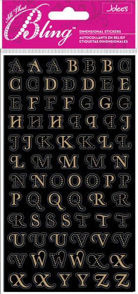 Gold Mini Foil Alphabet Stickers - 3.625" x 6.75"