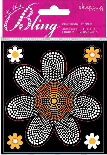 Bling Daisy Stickers - 3.625" x 4"