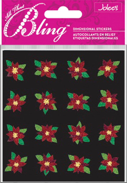 Mini Poinsettias Stickers - 4" x 3.75"