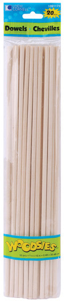 Woodsies Dowel Rods 20 Piece Set - 12" x 0.187"