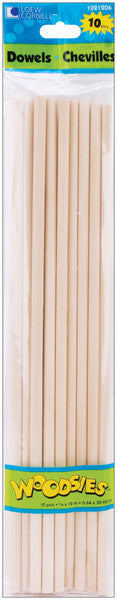 Woodsies Dowel Rods 10 Piece Set Craft Supplies - 12" x 0.25"