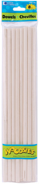 Woodsies Dowel Rods 8 Piece Set - 12" x 0.312"