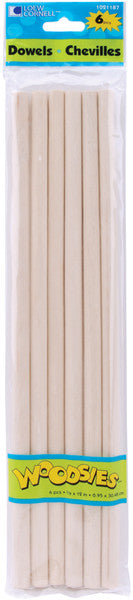 Woodsies Dowel Rods 6 Piece Set - 12" x 0.375"