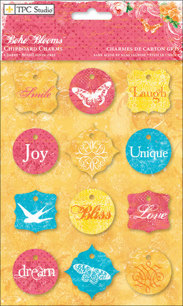 Boho Blooms Chipboard Charms Sheet - 4.5" x 6"