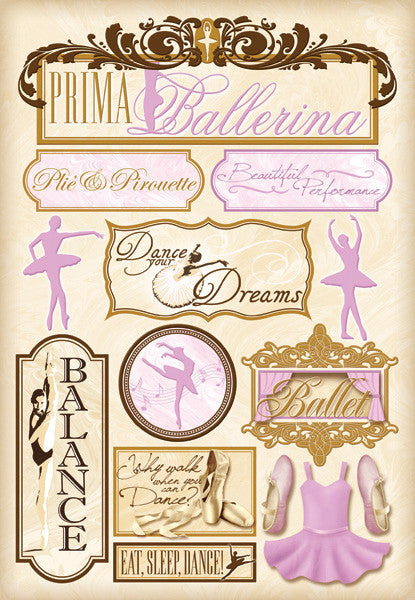 Ballet Cardstock Sticker Sheet - Prima Ballerina