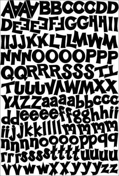 Funky Alphabet Cardstock Sticker Sheet - Black