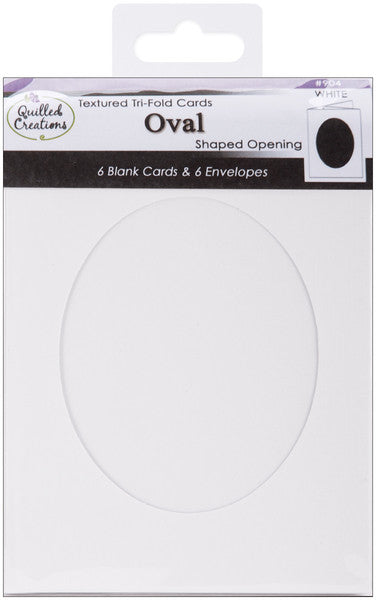 Textured Tri-Fold Card with Oval Opening - White