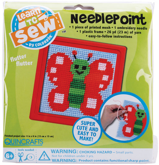 Butterfly Learn To Sew Needlepoint Kit - Red Frame